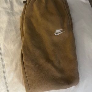 Nike Brown Fleece Joggers with White Swoosh